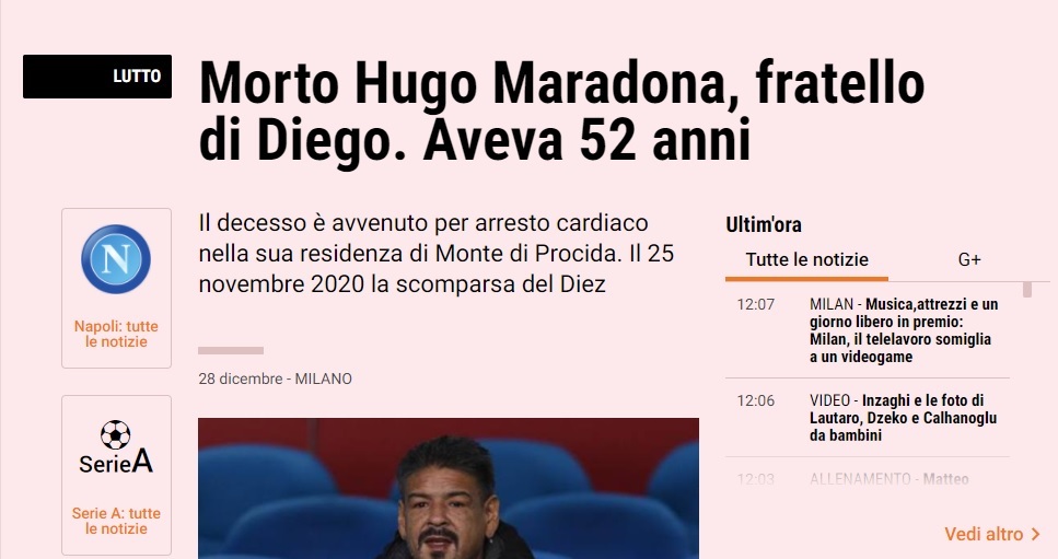 Hugo Maradona ha muerto 